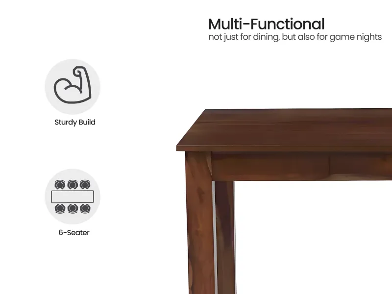Vesta Solid Wood 6 Seater Dining Table